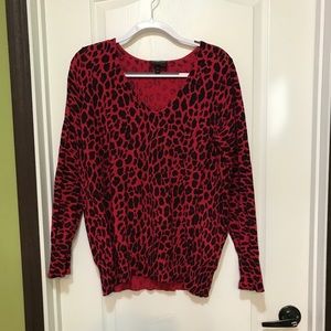 Red leopard print sweater